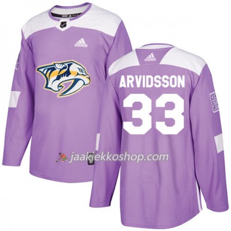 Miehille NHL Nashville Predators Pelipaita Viktor Arvidsson 33 Adidas 2017-2018 Violetti Fights Cancer Practice Authentic